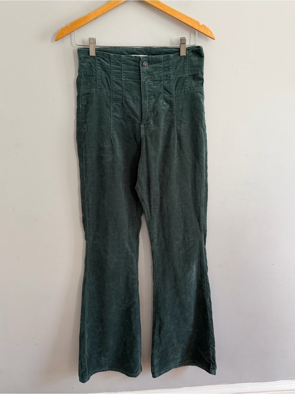 Free People We The Free Jayde Cord High Rise Flare Forest Green Size 29